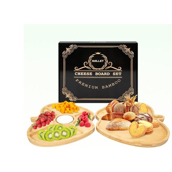 Charcuterie Board, Bamboo Gift Set 15.71 x 13.39 x 1.85 inches - Picture 7 of 7
